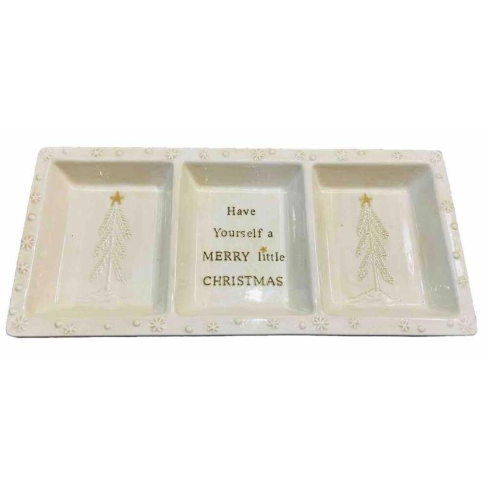 "Have yourself a Merry little Christmas" 3 section server 16" l x 7 1/2" w 2" d